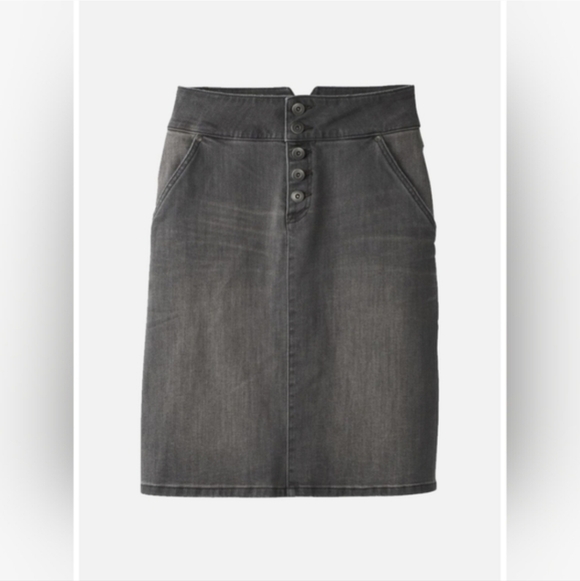 Prana Aubrey Gray Denim Pencil Skirt Size 12 - Picture 4 of 9
